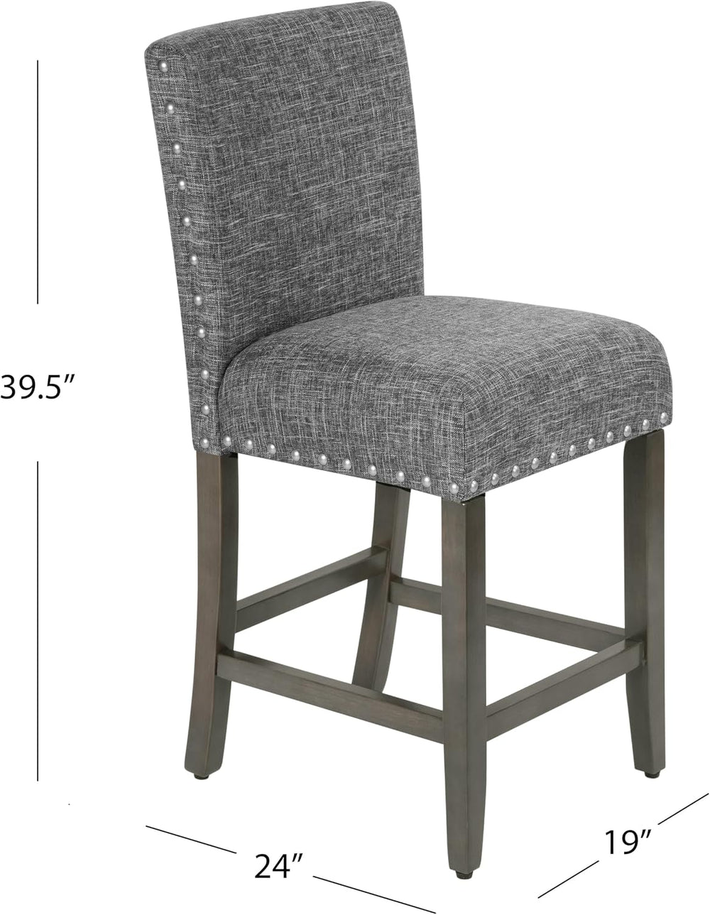 HomePop Upholstered Counter Stool, 24-Inch, Slate Gray