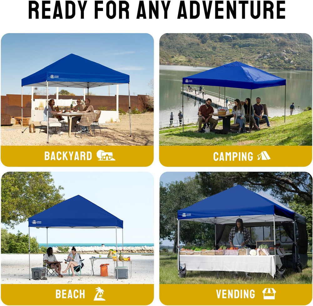 CROWN SHADES 8x8 Pop Up Canopy Tent with One Push Setup, Navy Blue