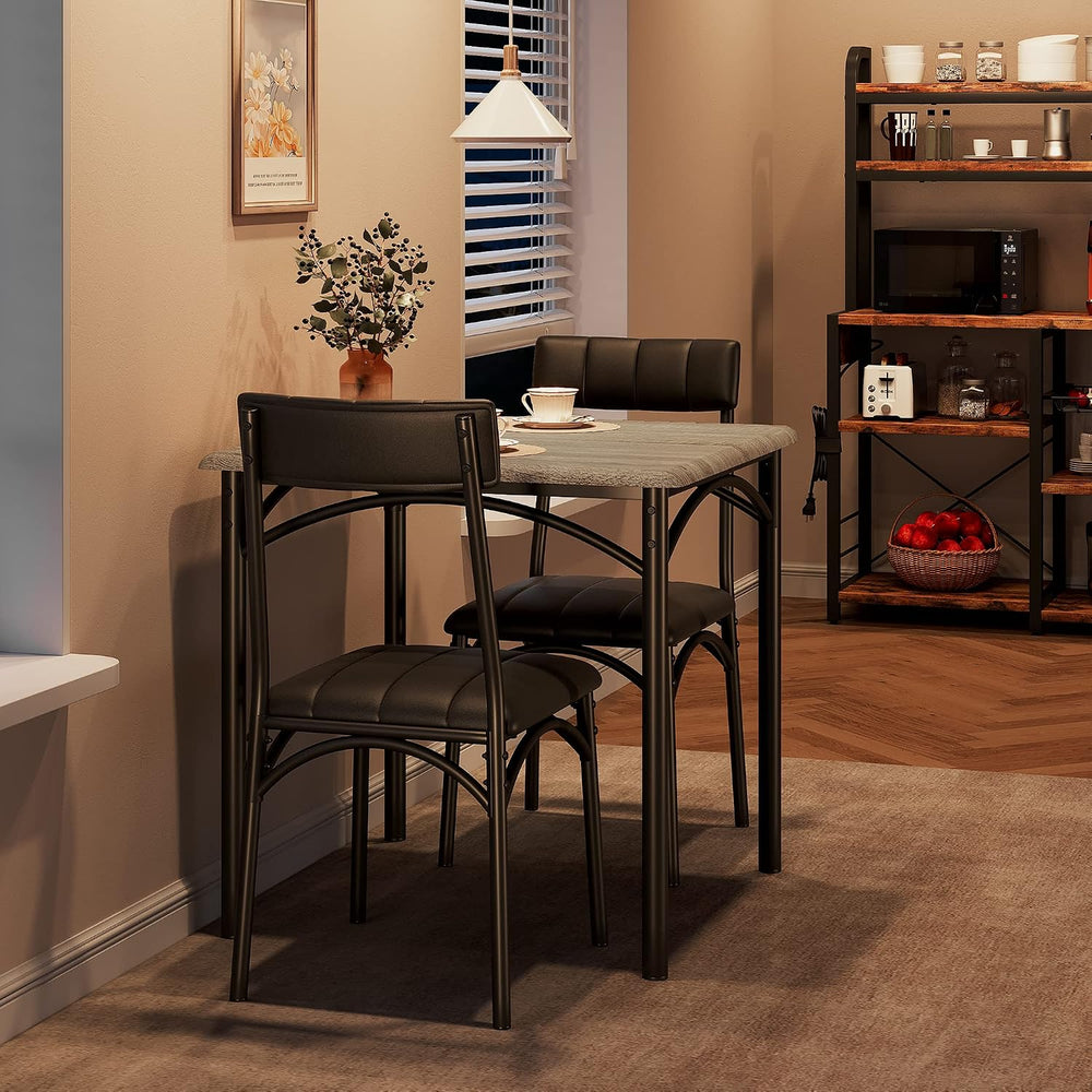 3-Piece Dining Table Set for 2, Kitchen Table Set with 2 Upholstered Chairs, ...