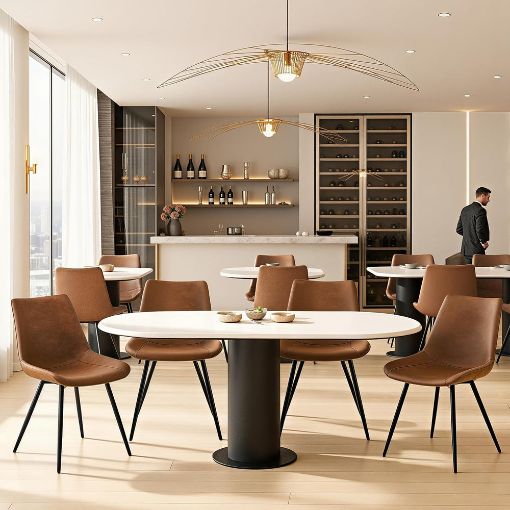 Yaheetech Dining Chairs Set of 6 Mid Century Modern Kitchen Chairs Brown
