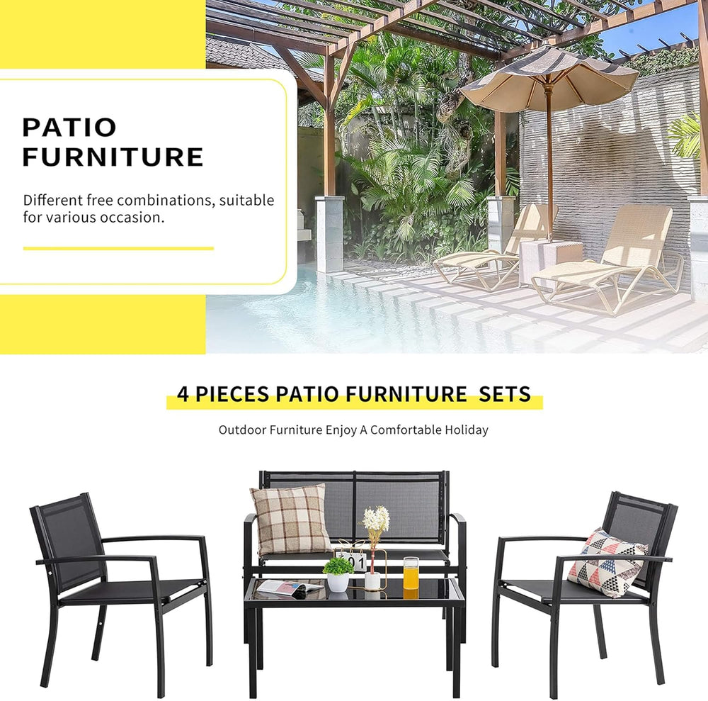 Shintenchi 4 Pieces Patio Furniture Set All Weather Textile Fabric Outdoor Co...