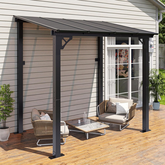 Aoxun Premium Gazebo with Aluminum Frame & Polycarbonate Panel 8’x5’, Black