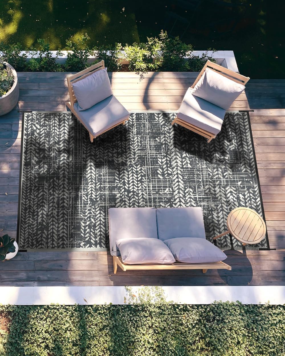 MontVoo Outdoor Rug 8x10 Waterproof-Patio Rug Mat Outdoor RV Camping Picnic B...