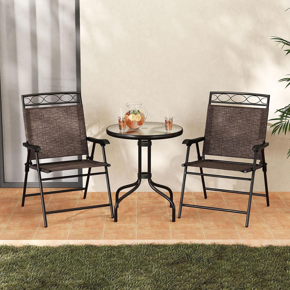 Goplus Bistro Table and Chairs Set of 2, Outdoor 3 Piece Patio Bistro Set wit...