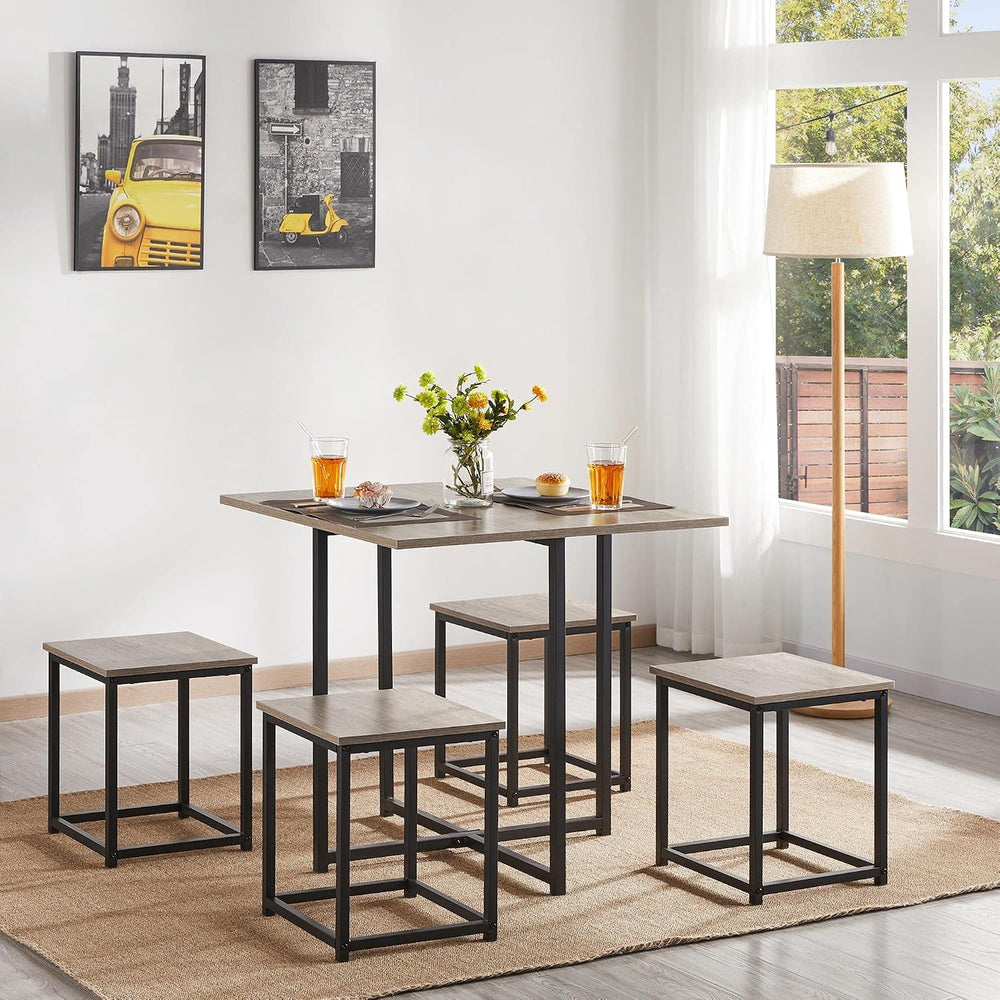 Yaheetech Small Dining Table Set for 4, Space Saving Table and Chairs, Gray
