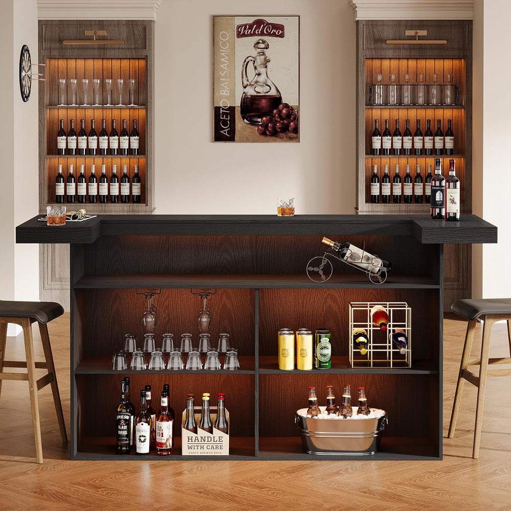 Tribesigns 4-Tier Bar Table, 70.9-Inch Large Home Bar Unit, Black
