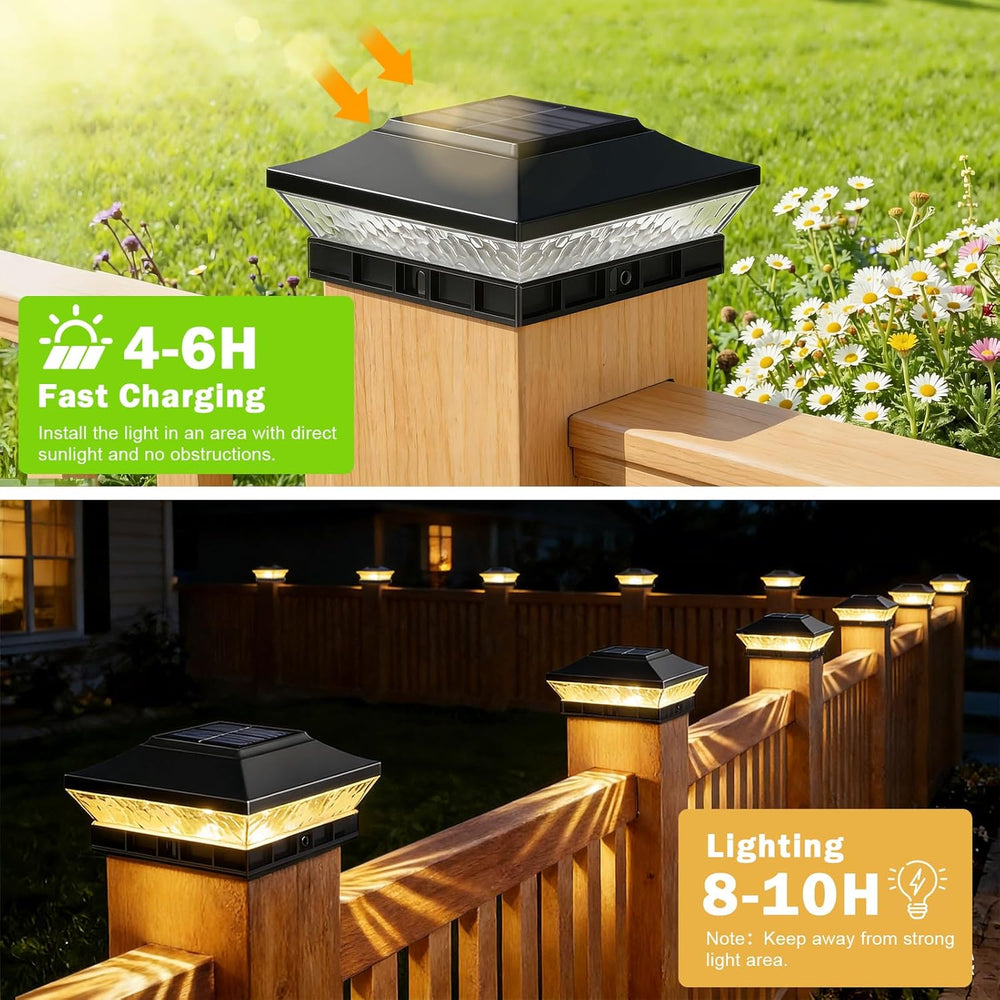 Brightever 4x4 3.5x3.5 Solar Post Cap Lights 12-Pack Black