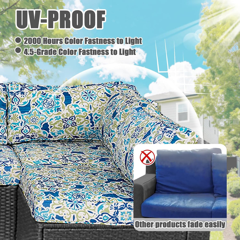 14 Piece Patio Cushion Covers Replacement Splashproof Fade Resistant Outdoor ...