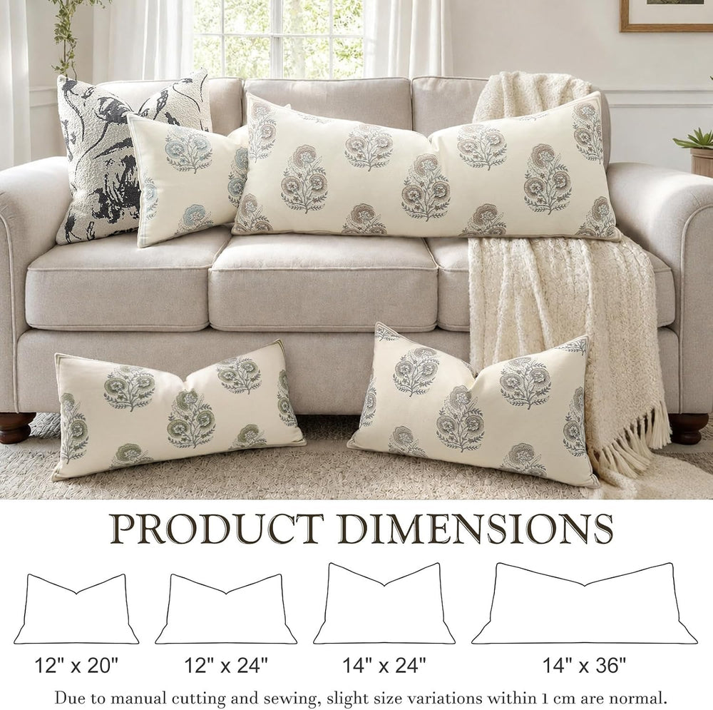 Vintage Floral 20x54 Lumbar Pillow Cover for Bed Pack of 1, Double-Sided Bota...