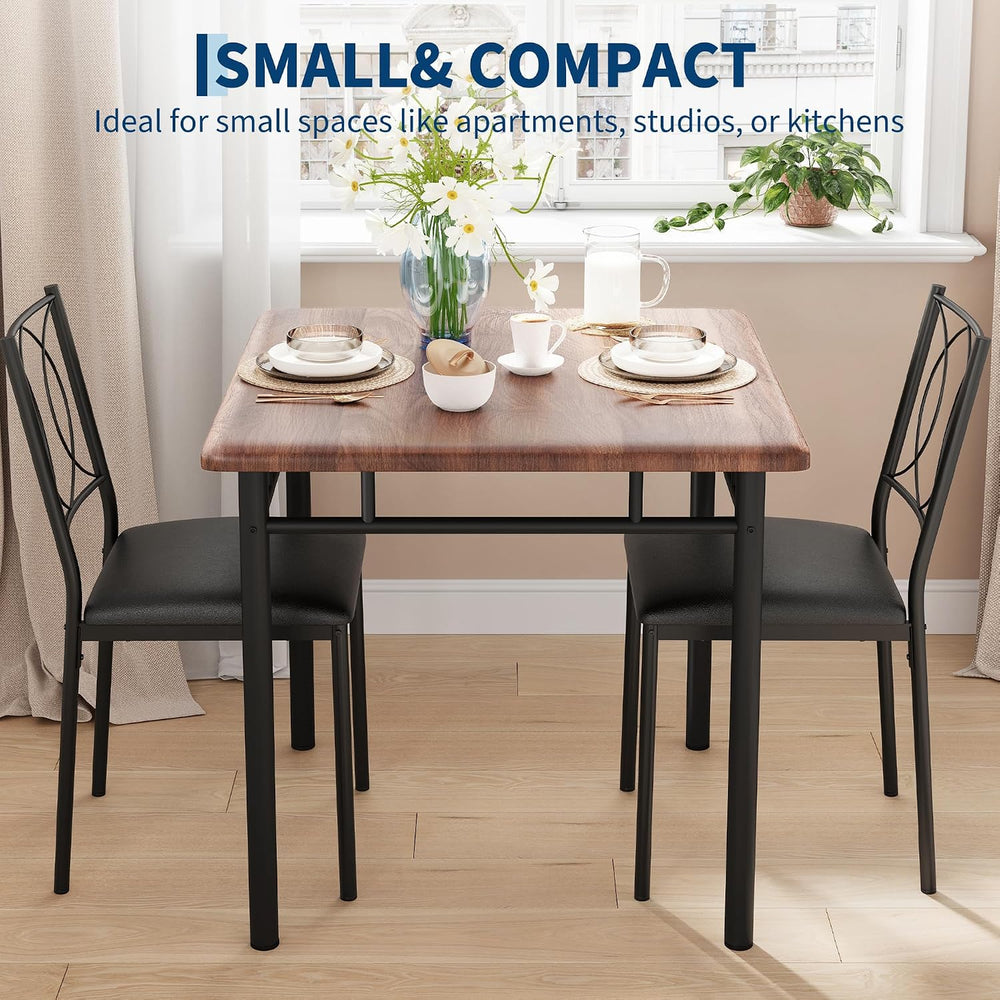 Garvee Dining Table Set for 2, Small Kitchen Table with Upholstered Chairs