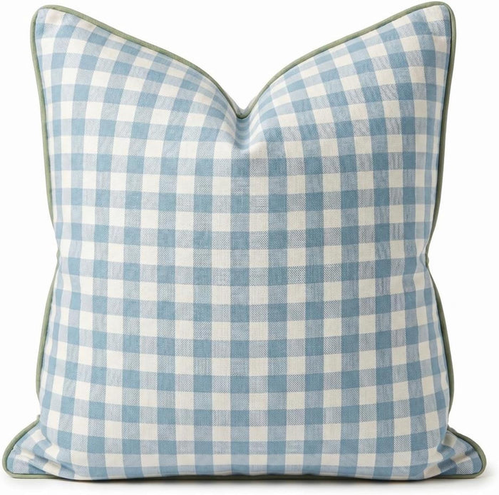 Jillien Harbor “The Charlie” Decorative Pillow Cover – Blue and White Accent Pillow Cover with Gingham-Inspired Design – Grandmillennial Home Decor, 20" x 20"