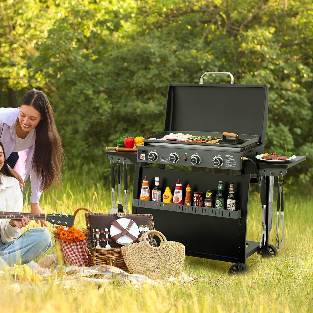 Royal Gourmet PD4001 4 Burner Propane Gas Griddle, Removable Standing Cart