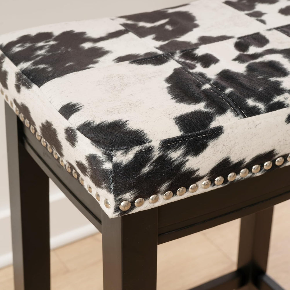 Linon Claridge Black Wooden 24 Incch Seat Height Counter Stool with Black and...