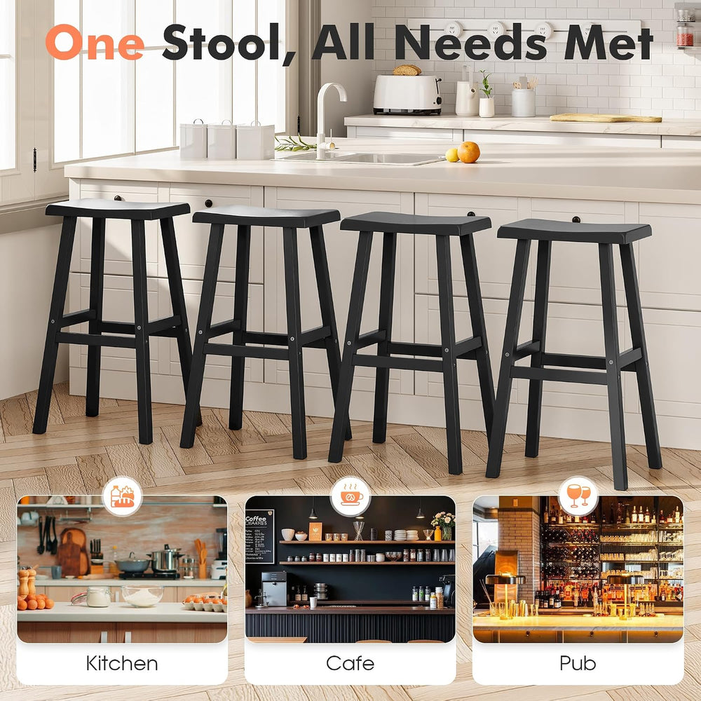 NUNU LAB Polywood Saddle-Seat Counter Height Bar Stools for Kitchen Island wi...