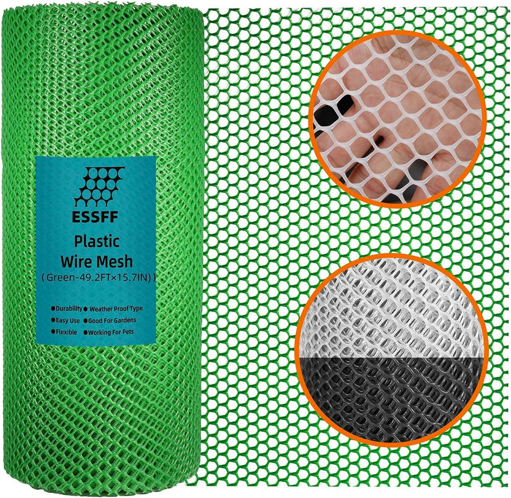 Pet & Garden Safeguard - 15.7IN x 49.2FT Roll - Green Plastic Netting, Mu...