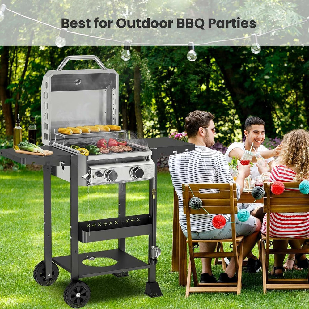 COWSAR 2-Burner Propane BBQ Grill 16000 BTU Stainless Steel Gas Grill