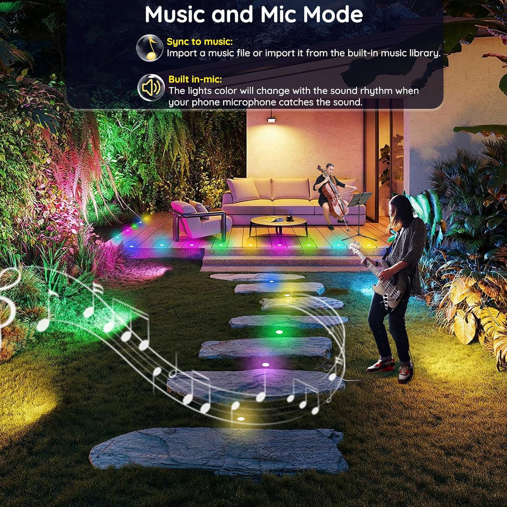 LED Deck Lights Kit, 30 Pack 1.77" Smart RGBW+IC Outdoor Lights | Low Vo...