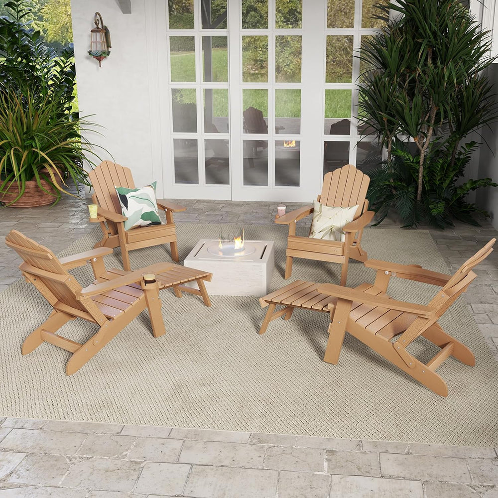 ORALNER Set of 4 Folding Adirondack Chairs with Adjustable Backrest, Retracta...