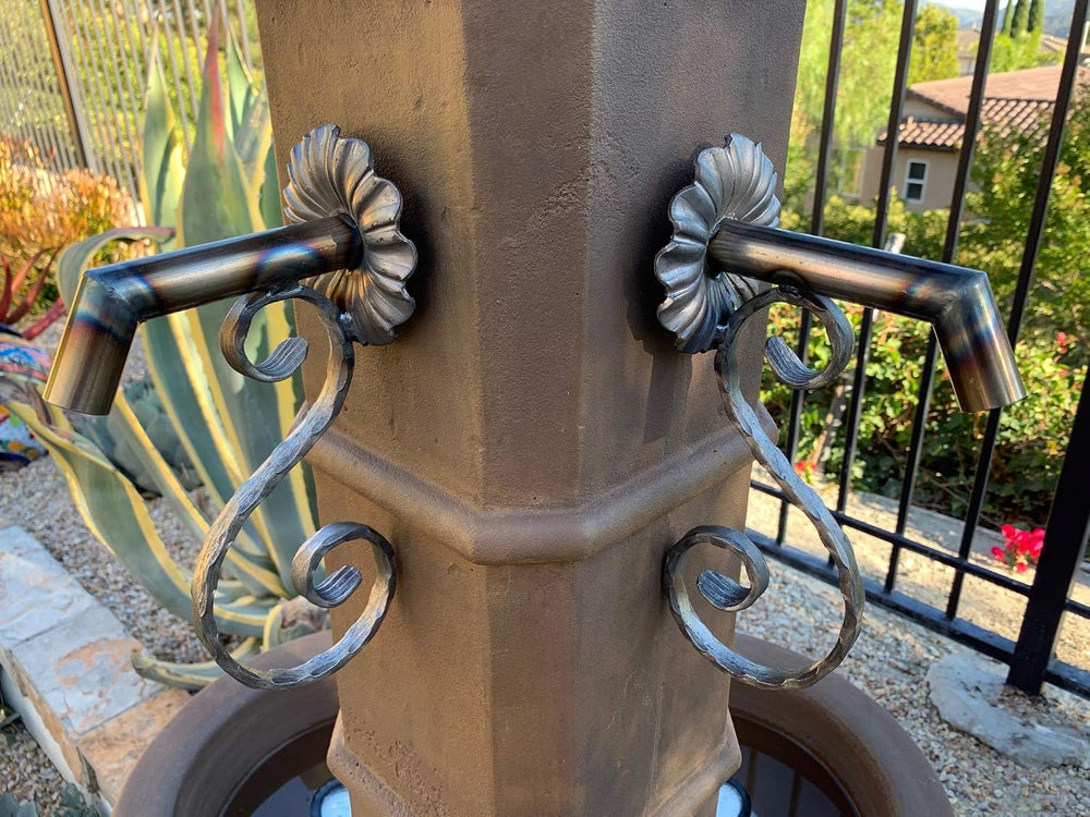 Rustic Water Fountain Spout/Nozzle/Scupper with Hammered Scroll Design