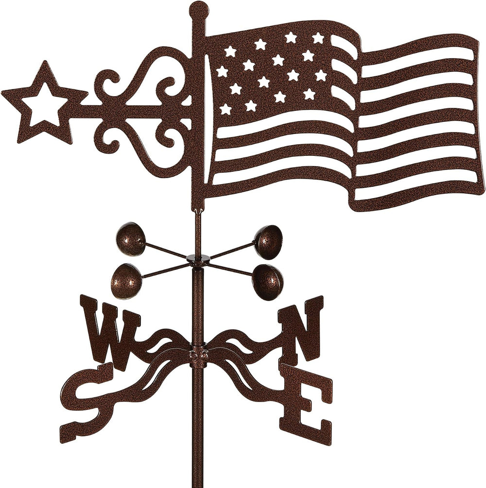EZ Vane Steel USA Flag Weathervane with Wind Cups — Roof Mount