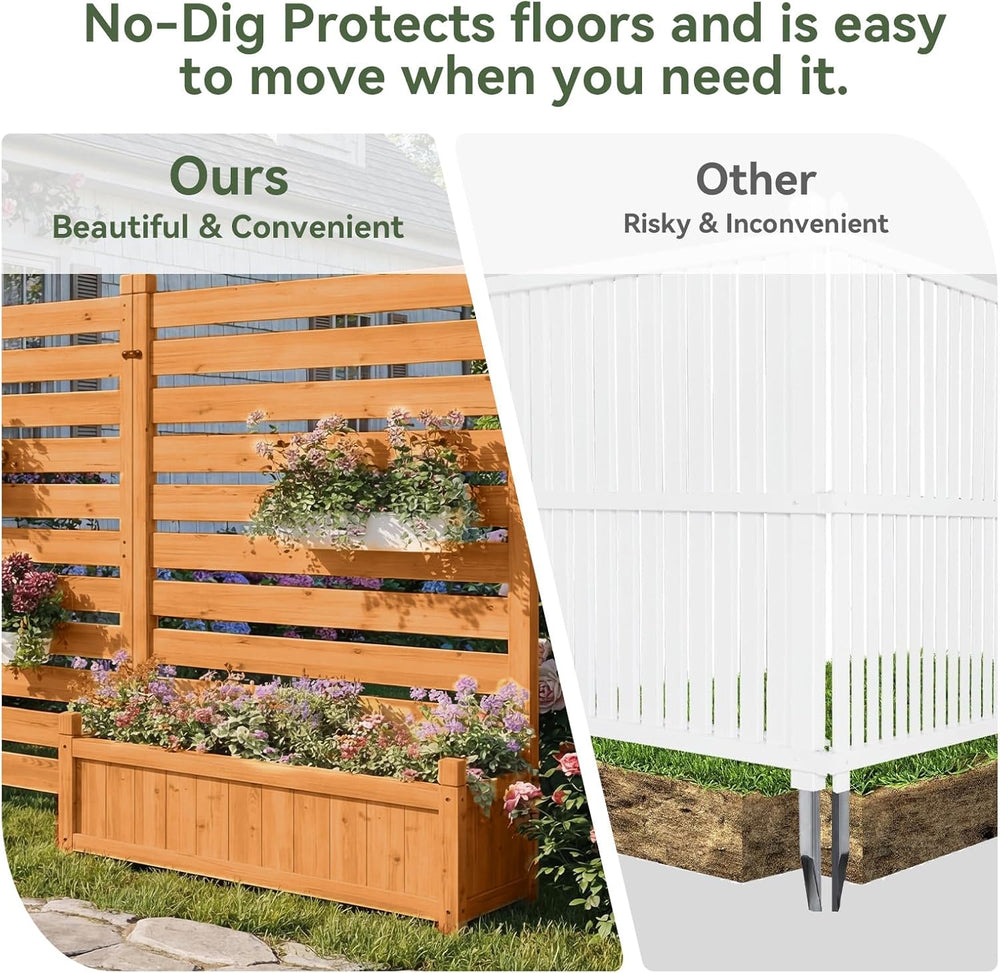 Aoxun Air Conditioner Fence, 3-Panel Wood Privacy Screen with Planter Box