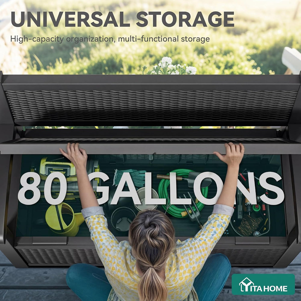 YITAHOME 80 Gallon Storage Bench Deck Box, Lockable Patio Bench with Hidden S...