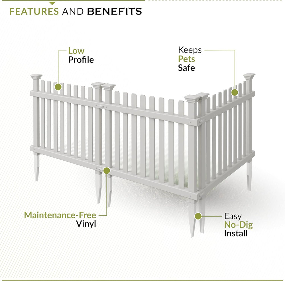 Zippity Roger Rabbit Garden Fence, White Vinyl DIY No Dig Kit