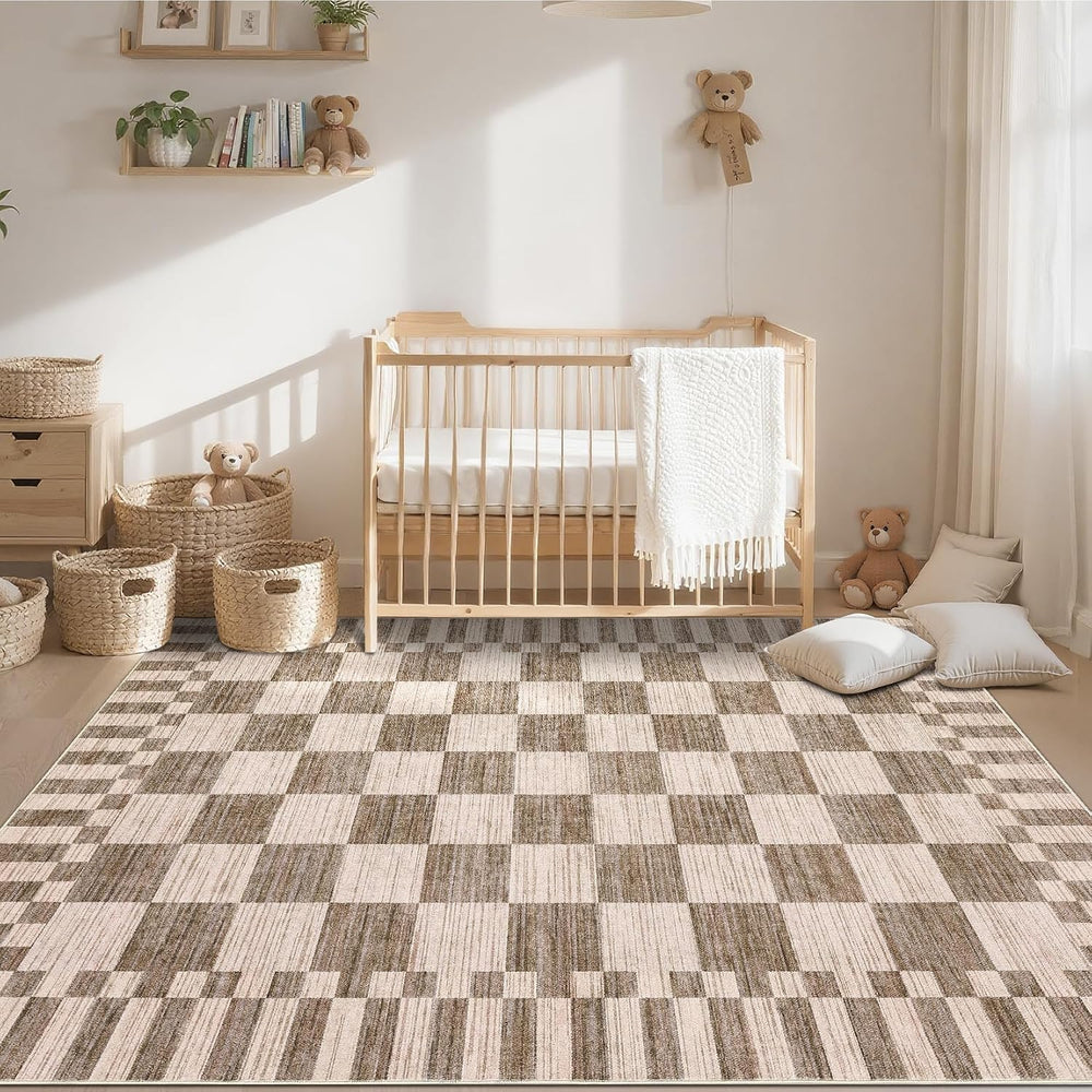 GarveeHome Checkered Rug 3x5 Area Rugs for Living Room Washable Nursey Rug