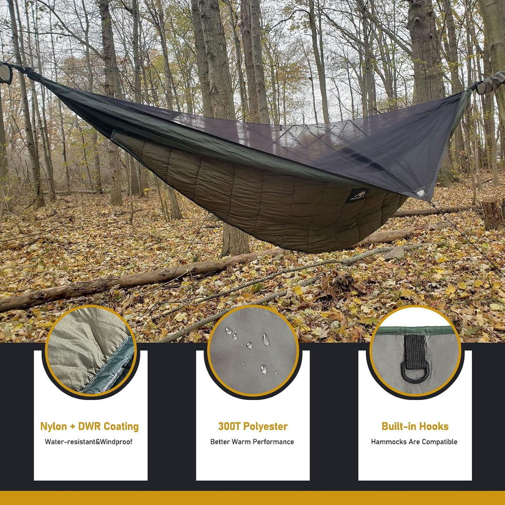 AYAMAYA Single & Double Hammock Underquilt, 4 Season Camping Hammock Quilt