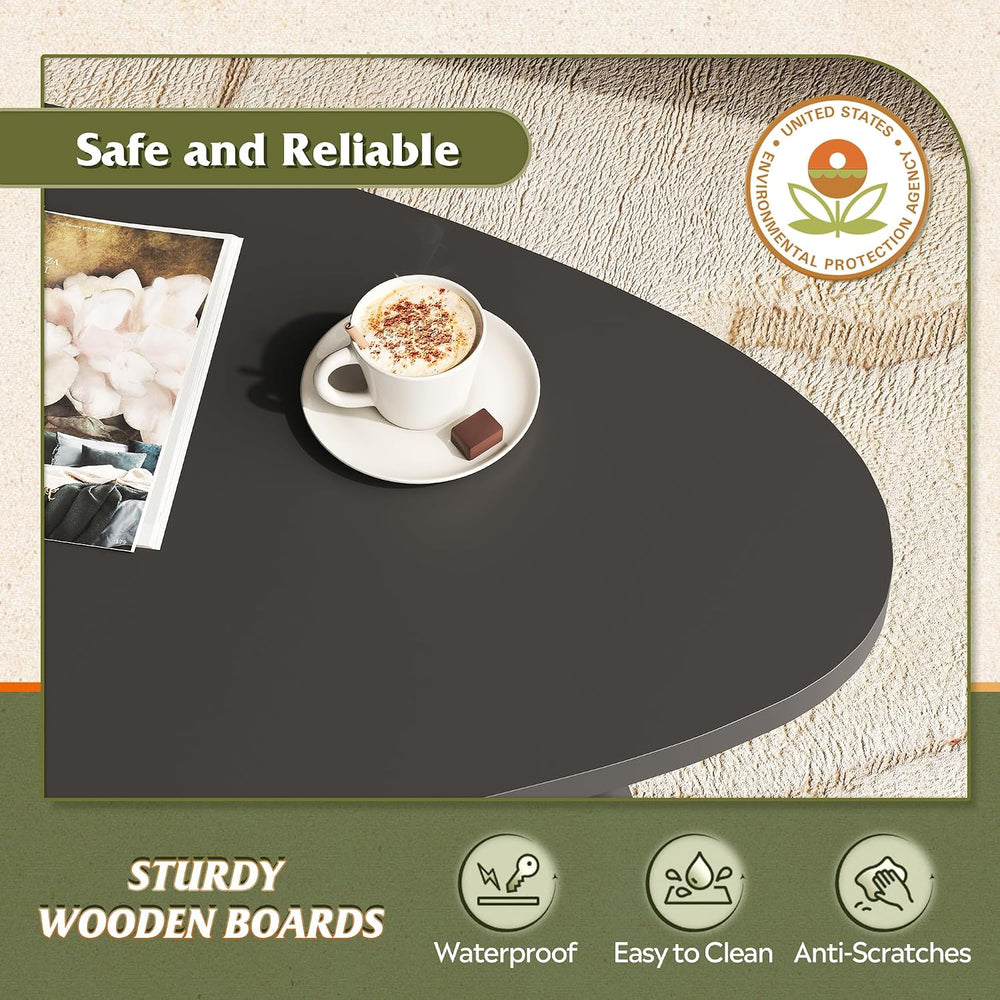 WLIVE Oval Coffee Tables, Modern Coffee Table for Living Room, Coffe Table fo...