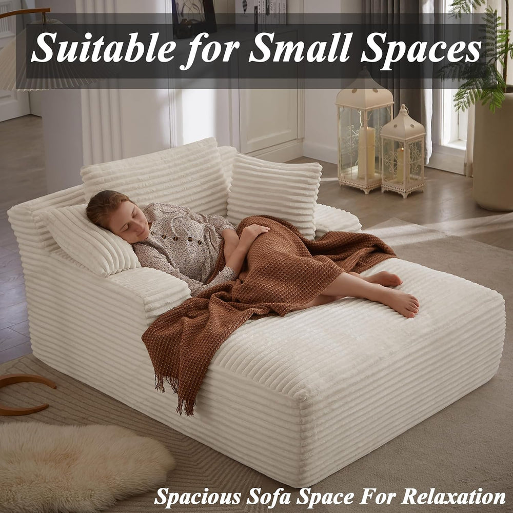 67 Inch Oversized Chaise Lounge Sofa Chair Indoor with 2 Pillows & Armres...