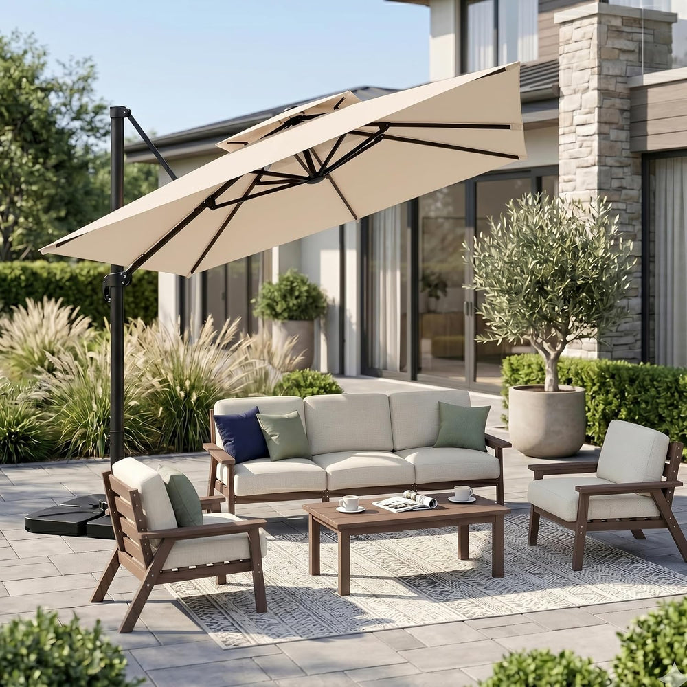 Kingdura 11' X 11' Cantilever Patio Umbrella with Double Top Vent, La...