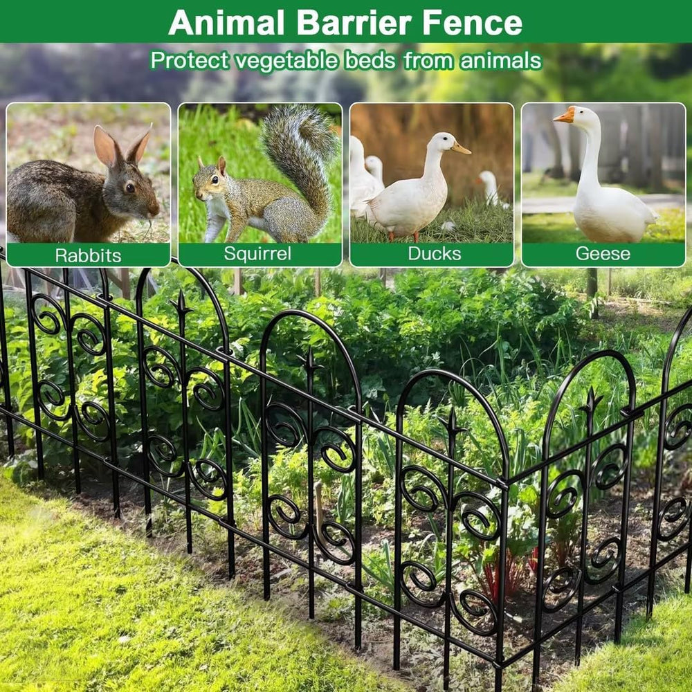 AMAGABELI 8 Panels 32in(H)×10ft(L) Decorative Garden Fence No Dig Rustproof M...