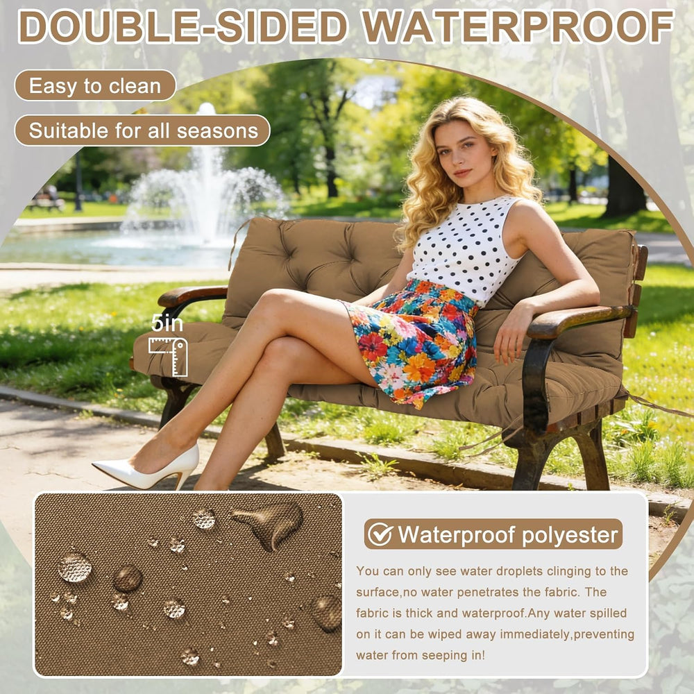 40" Porch Swing Cushions Outdoor, 5" Thick Waterproof 2-3 Seater