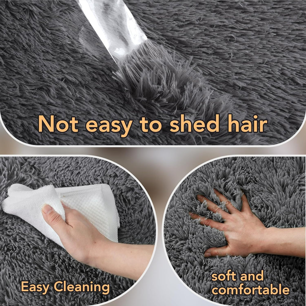 Topmaxcs Fluffy 8x10 Area Rug for Living Room – Grey Shag Plush Rugs