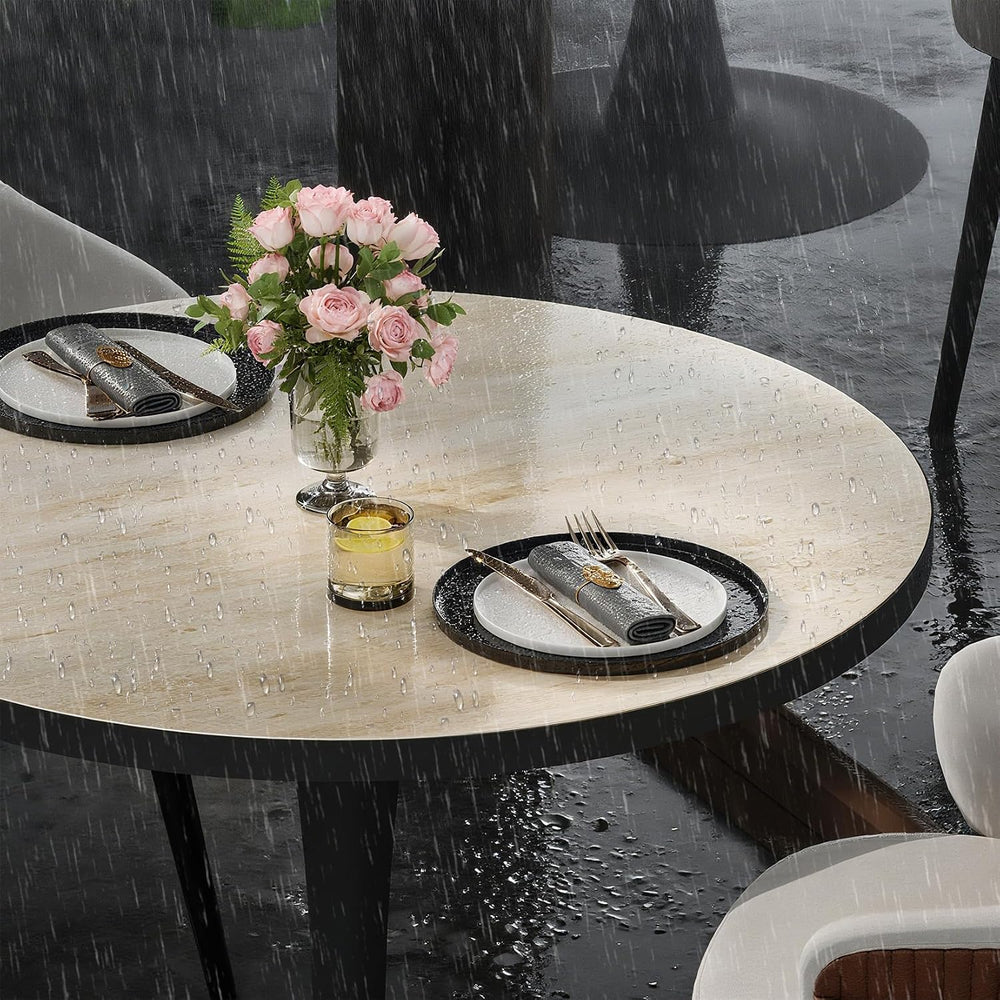 Wisfor Sintered Stone Dining Coffee Table - 30" Round Stone Dining Table...