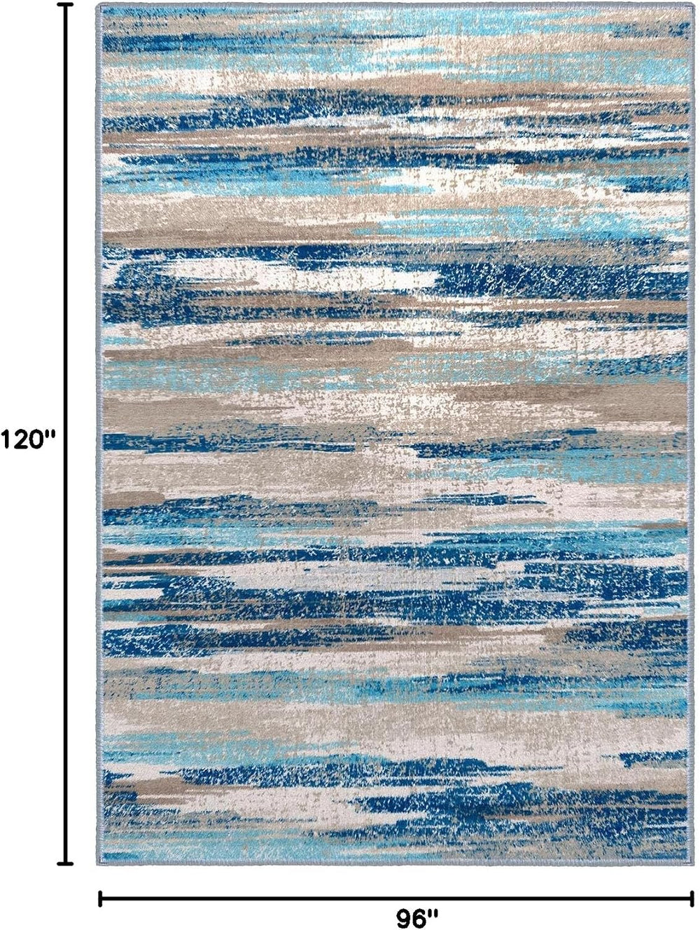 Lansny Washable Abstract 8x10 Area Rug for Living Room Non Slip Bedroom Rug