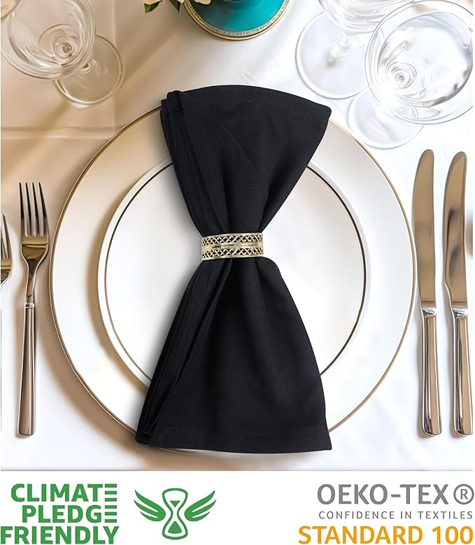 Urban Villa Cloth Napkins Halloween Dinner Napkins Solid Black Color 20'&...
