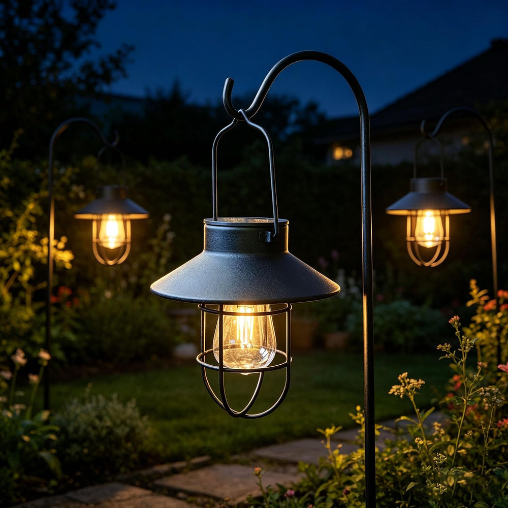 Solar Lantern 2pack Outdoor Hanging Light- Waterproof Vintage Metal Light wit...
