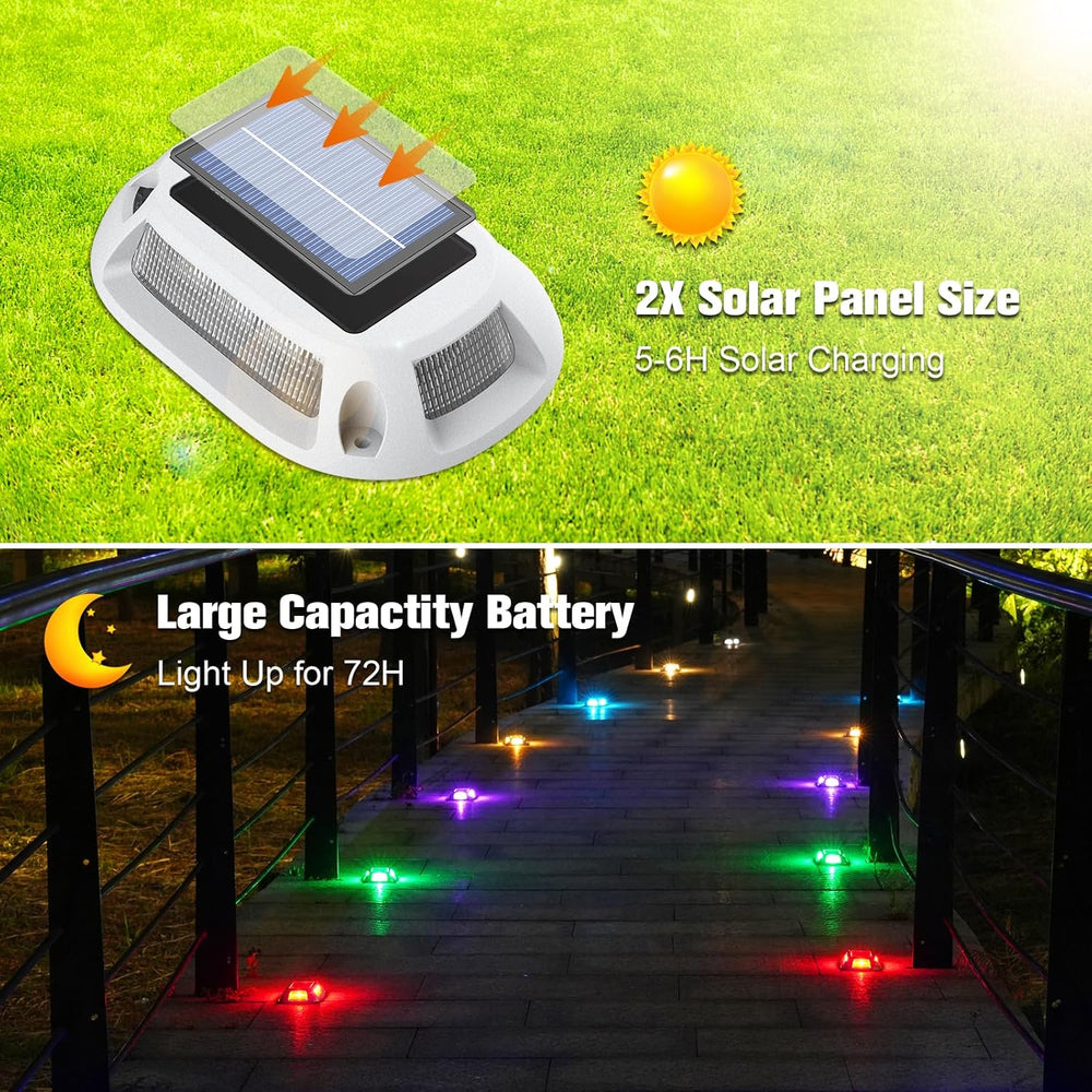 VOLISUN Solar Driveway Lights Dock Deck Lights 12 Pack,9 Colors in 1 Led IP67...