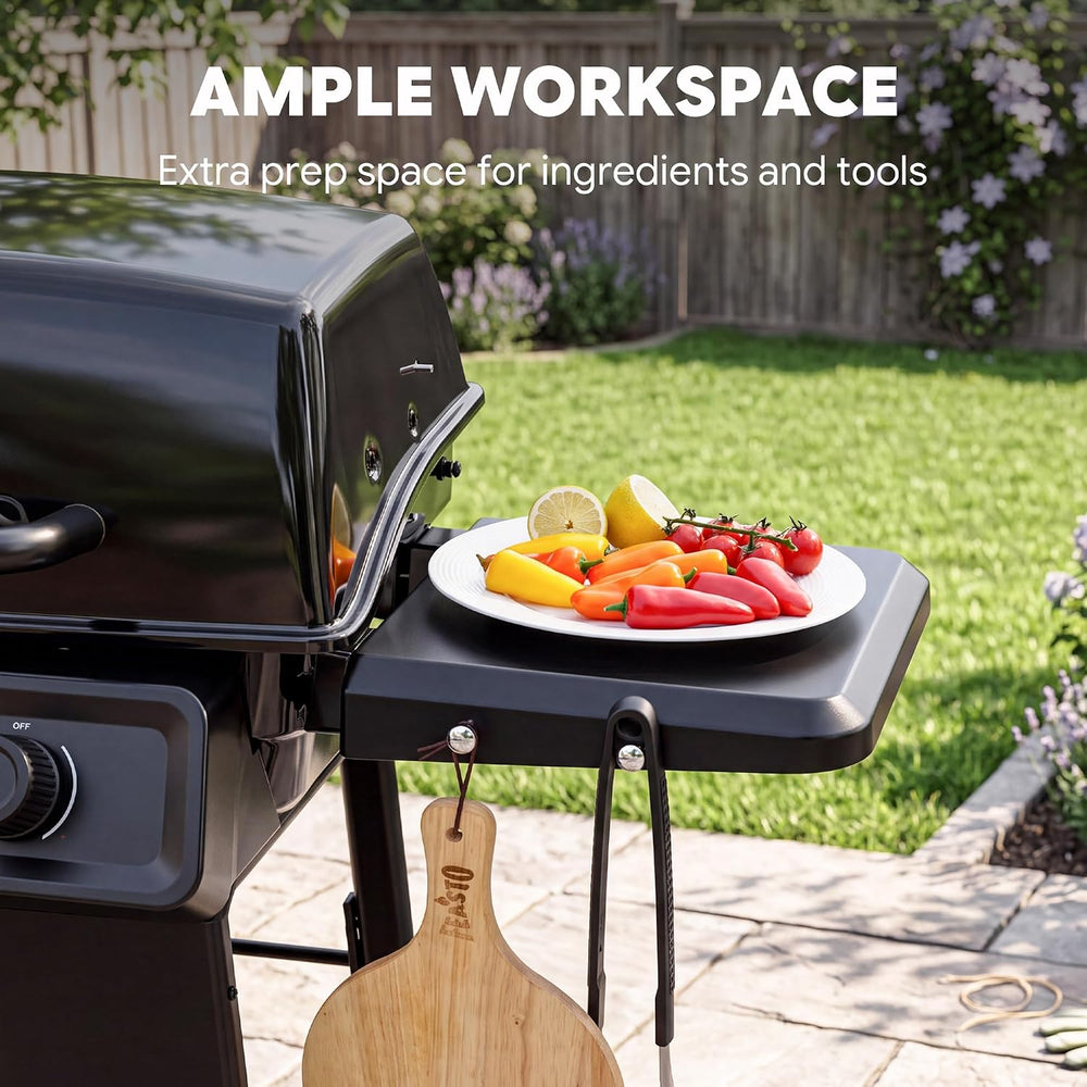 Feasto 3-Burner Propane Gas Grill with Side Burner for Outdoor Cooking