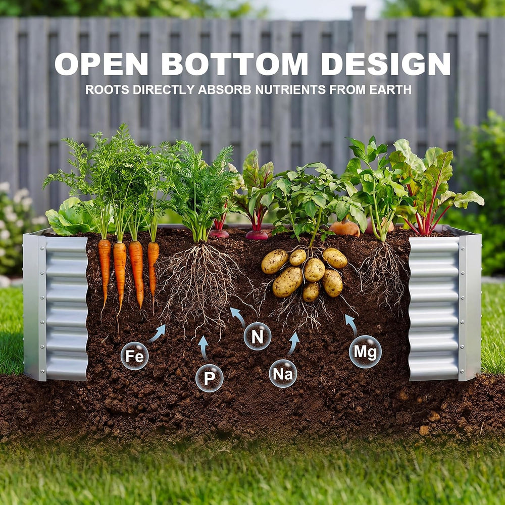 AHEONLAR 2 Pack 8×4×1.5ft Galvanized Raised Garden Beds Outdoor, Rectangle St...