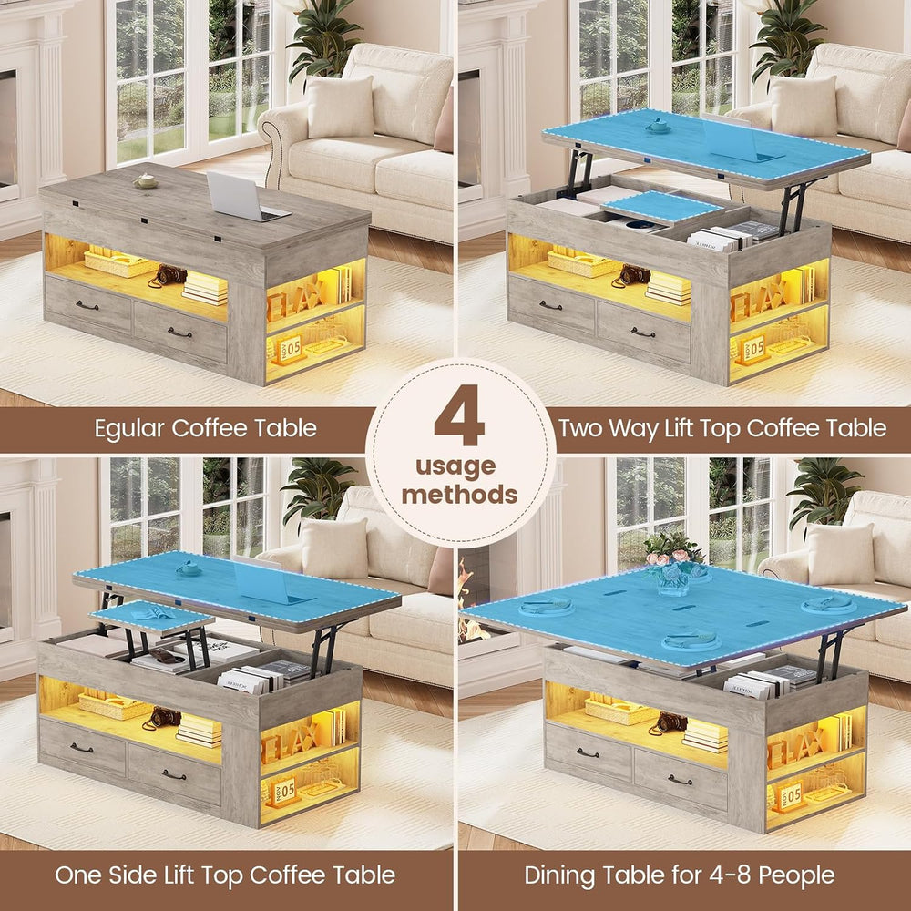 Itaar Lift Top Coffee Table, 4 in 1 Coffee Tables with Storage and Hidden Com...