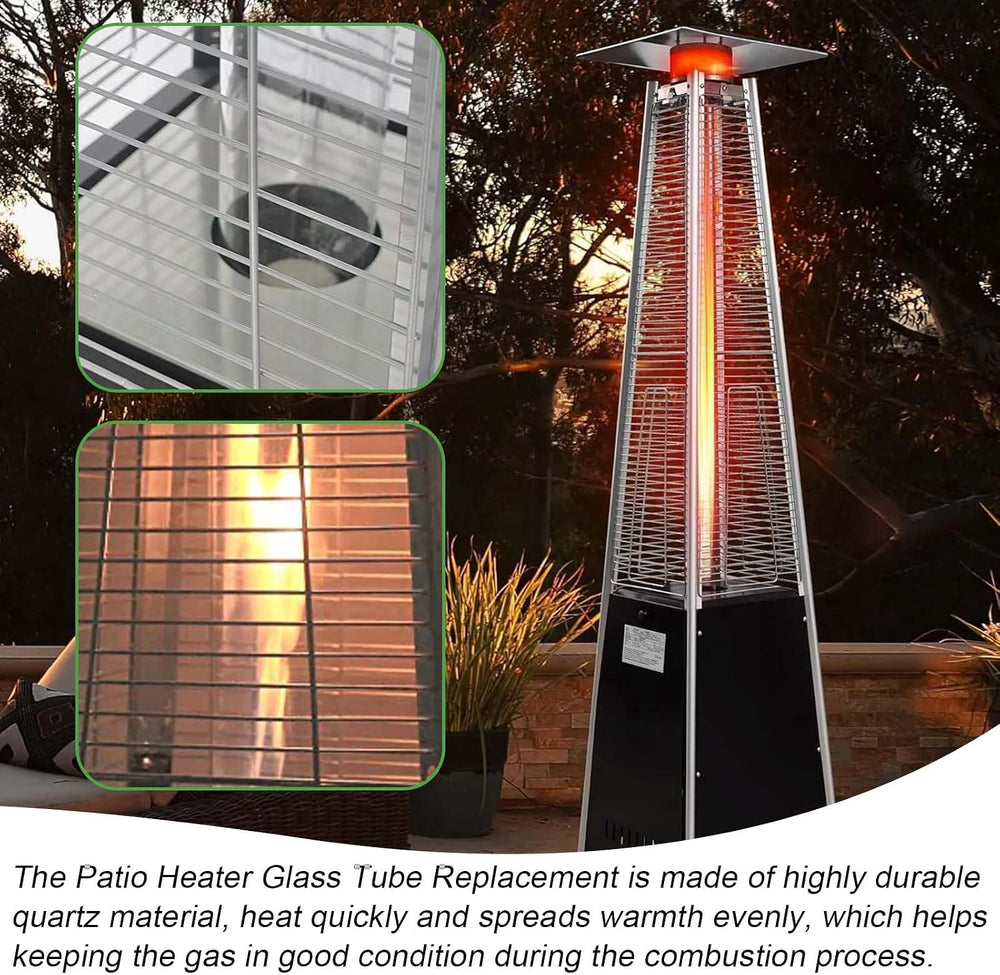 Patio Heater Glass Tube Replacement,49.5" Tall 4" Diameter with Sil...