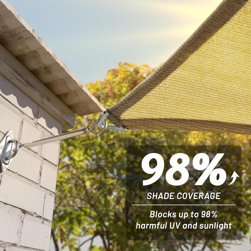ShadeMart Heavy Duty 38' x 40' Beige Sun Shade Rectangle Pro Ring Cus...