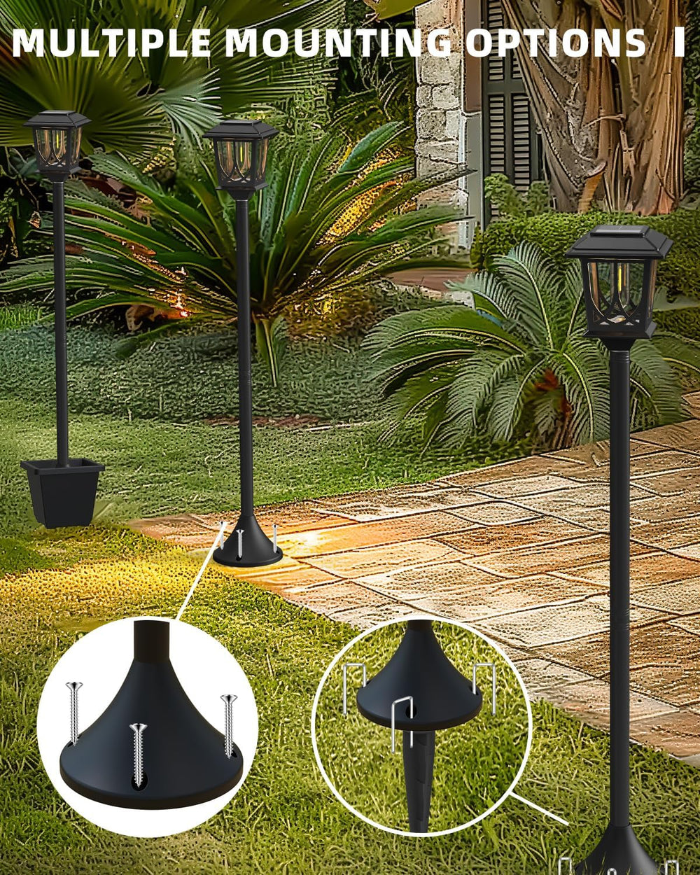 ILANCK Solar Lamp Post Lights 2 Pack, 40 in Warm White Outdoor