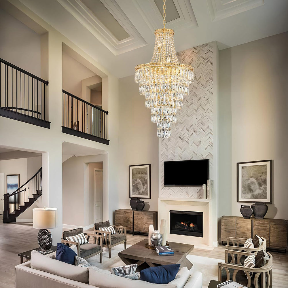 Gold Crystal Chandeliers 13 Lights Luxury Modern Chandelier for High Ceilings...