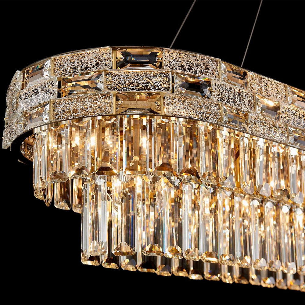 49.2" L Modern Crystal Chandeliers for Dining Room 18 Lights Gold Chande...