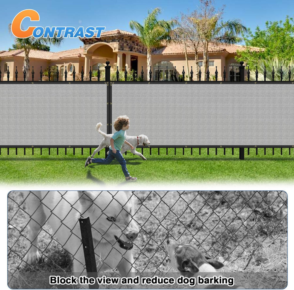 TANG 6' x 50' Privacy Fence Screen Gray Shade Cloth with Grommets, Ch...