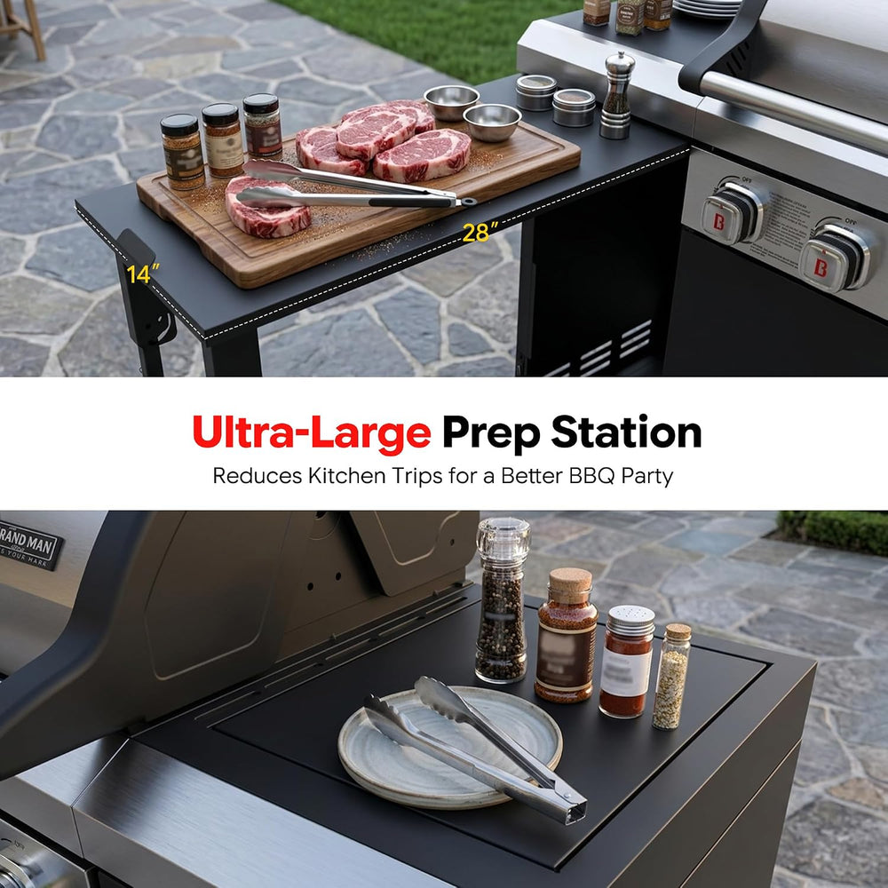 Brand-Man Propane Gas Grill Island Outdoor Kitchen & Storage Cabinets
